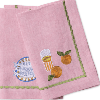 Kip and Co Supper Club Embroidered Linen Napkin Set of 4