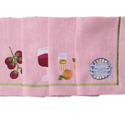 Kip and Co Supper Club Embroidered Linen Napkin Set of 4