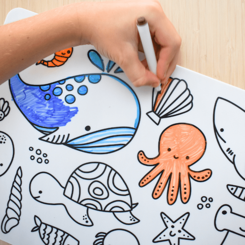 Reuasble Silicone Drawing Mat Sea Animals