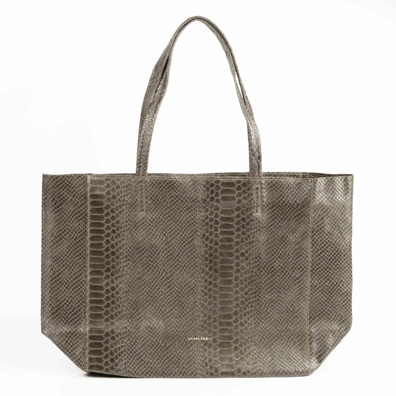 Maison Fanli Snake Tote Bag Khaki