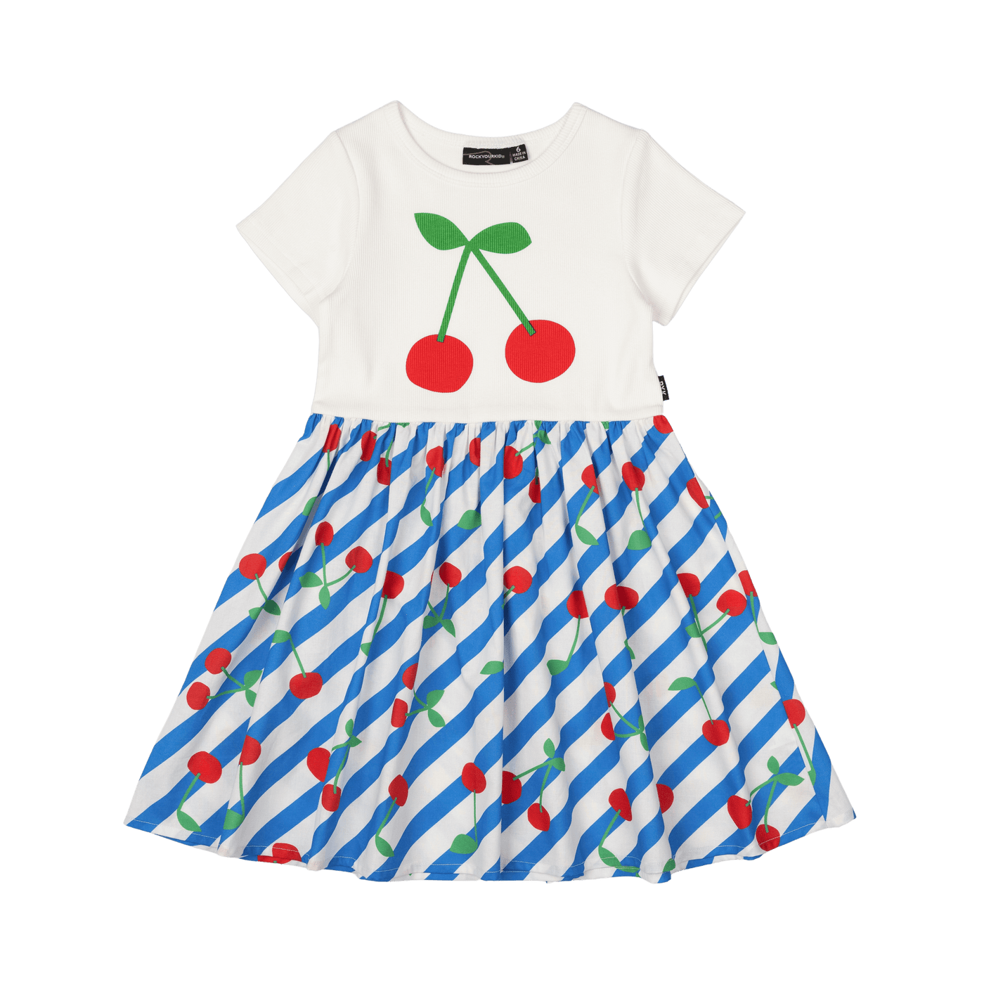 Rock Your Kid Cherry Stripes T Shirt Dress