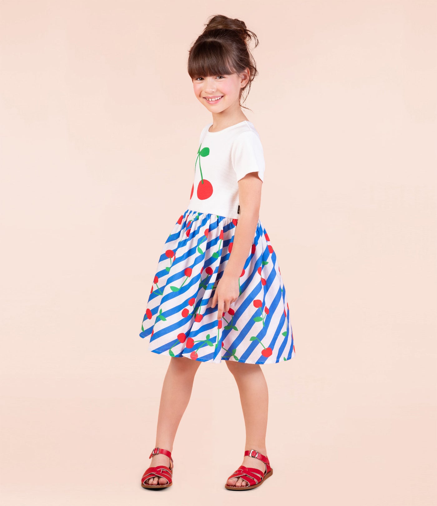 Rock Your Kid Cherry Stripes T Shirt Dress