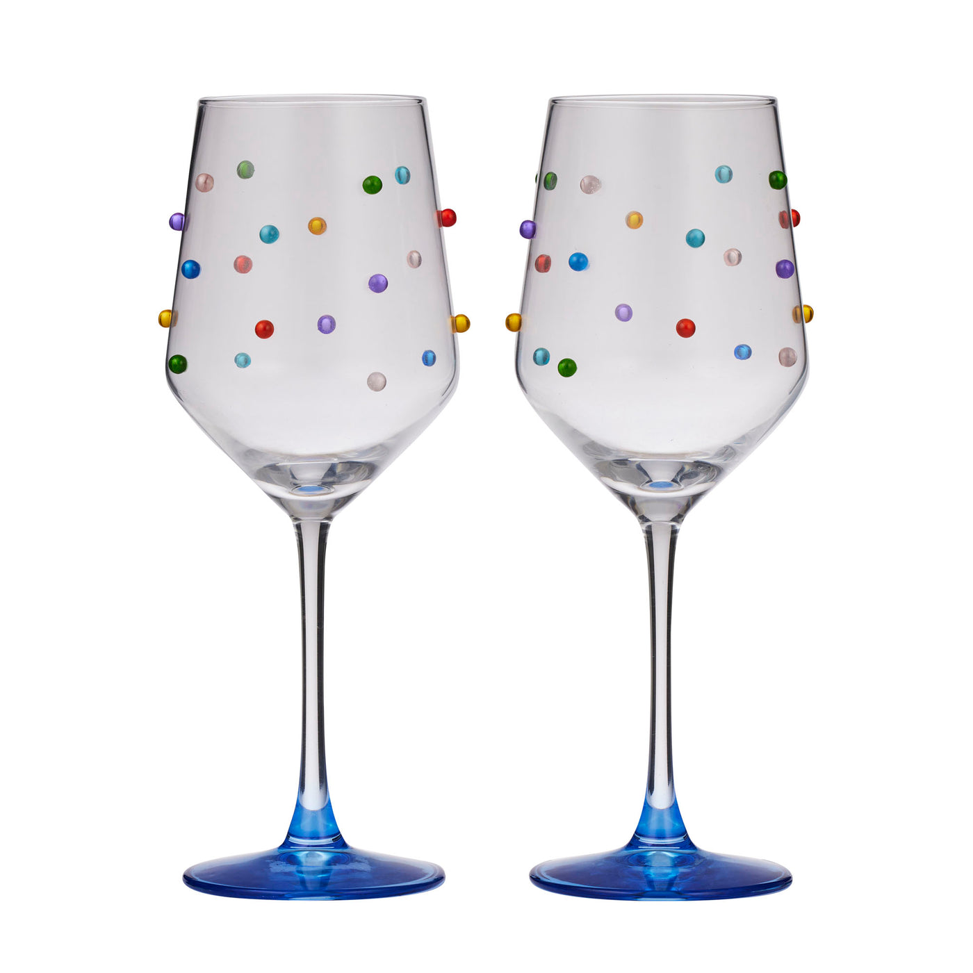 Polka Wine Glasses Set of 2 Multi Blue