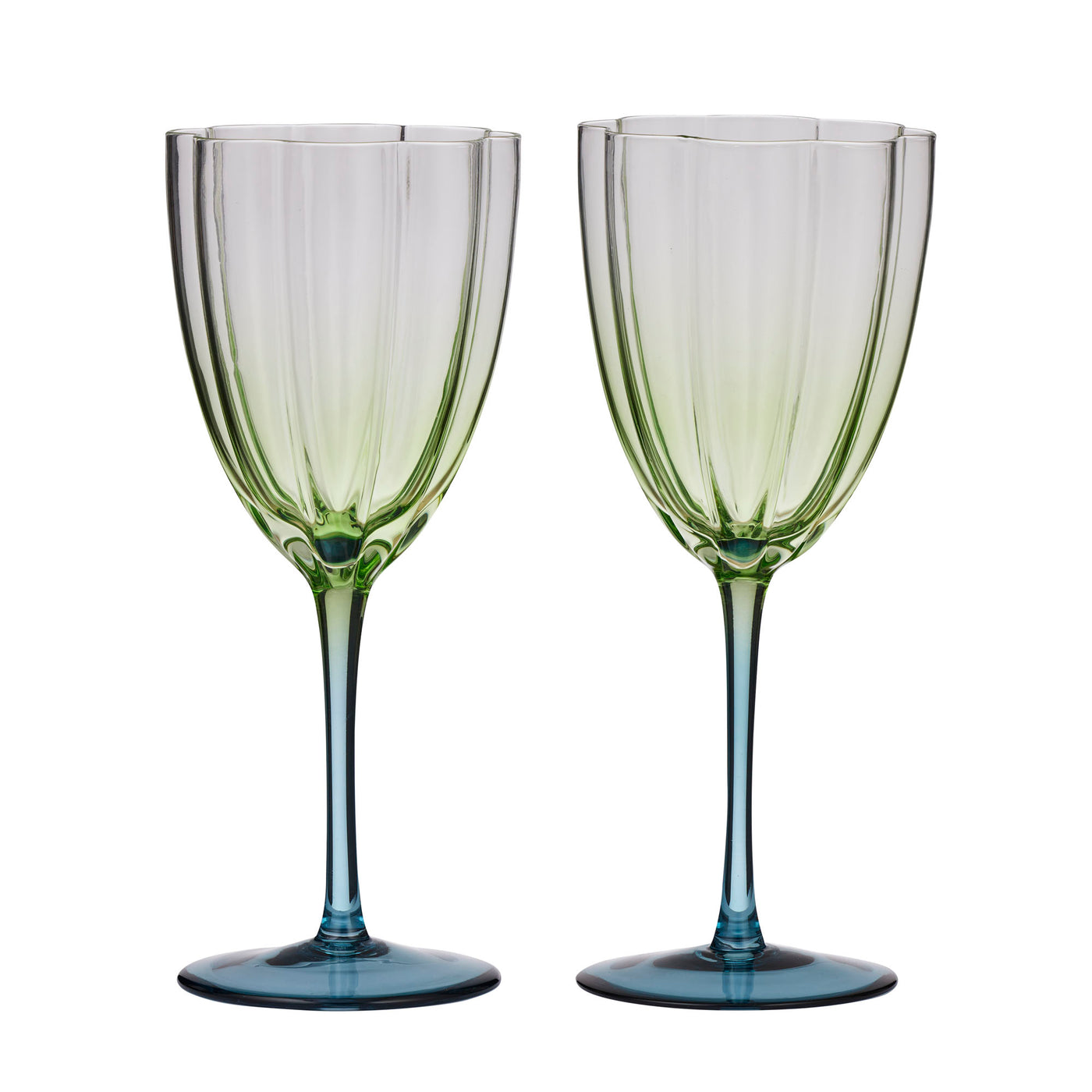 Lotti Set of 2 Tulip Wine Glass Green Blue