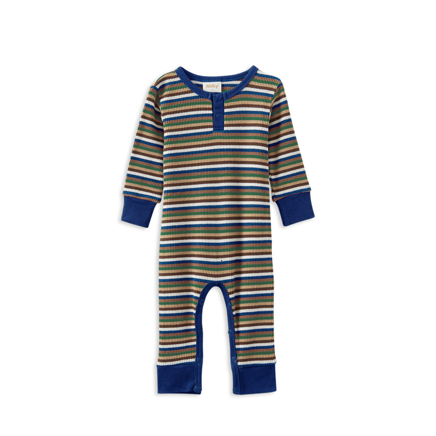 Milky Clothing Waffle Stripe Henley Romper