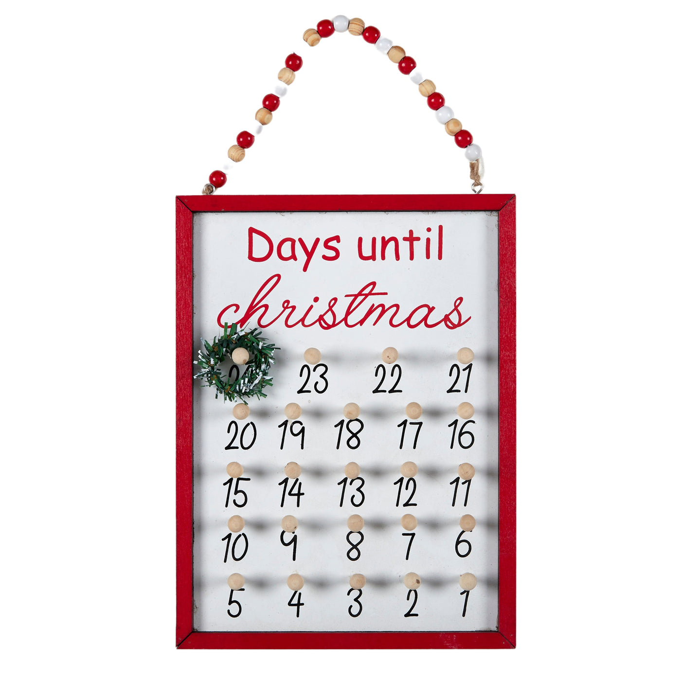 Calendar Hang Wood White/Red