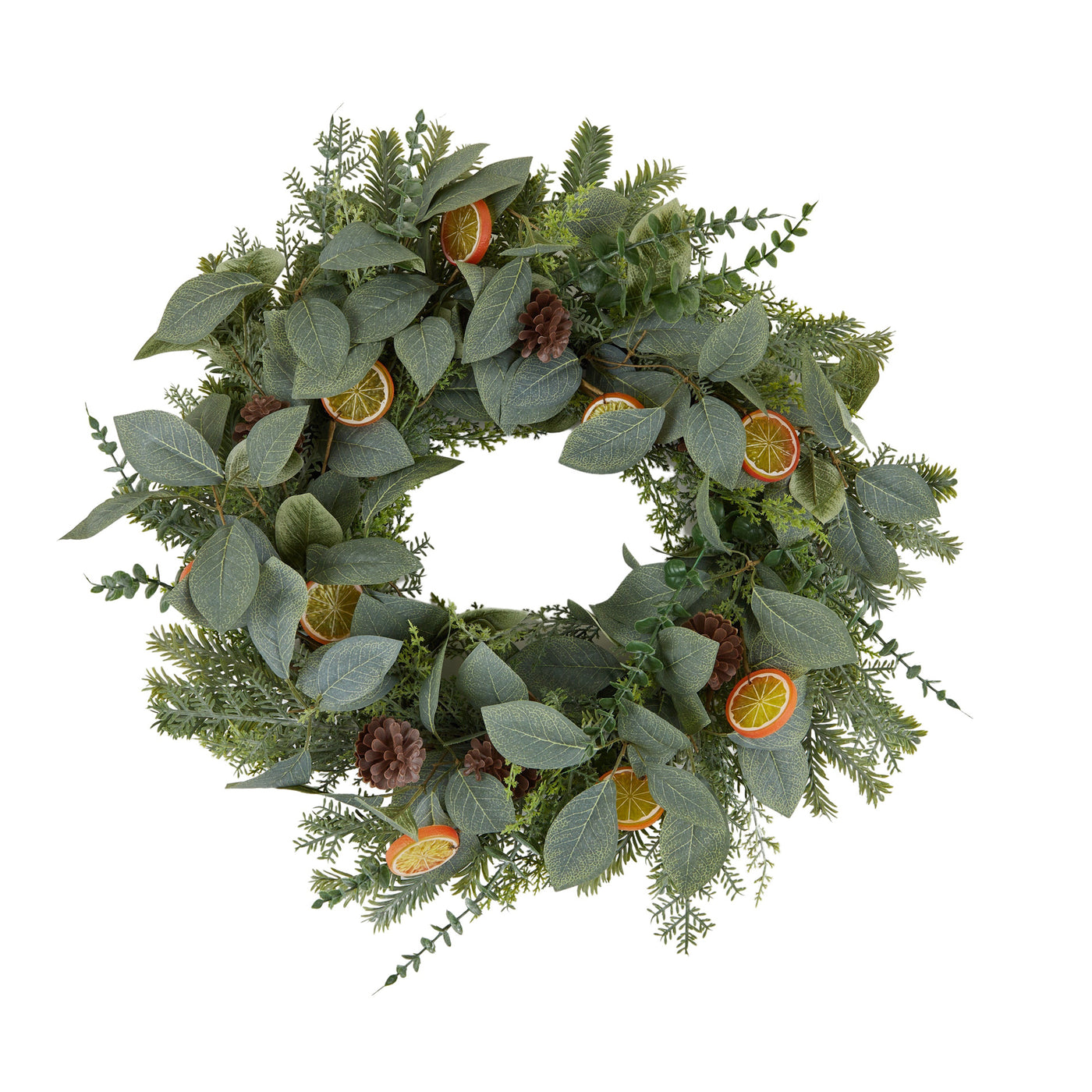 Wreath with Orange and Pine Cones