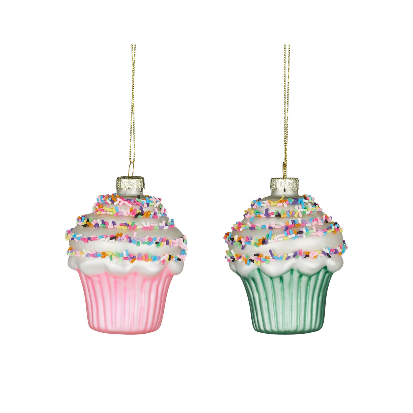 Cupcake Baubles Glass Pink/Green