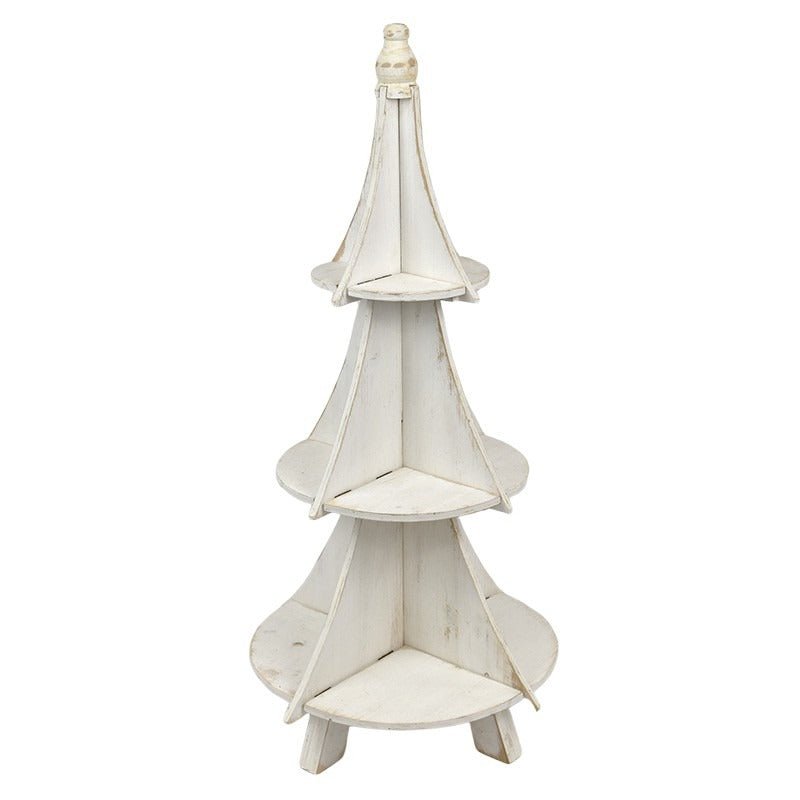 Feliz Wood Tree Decoration White Wash