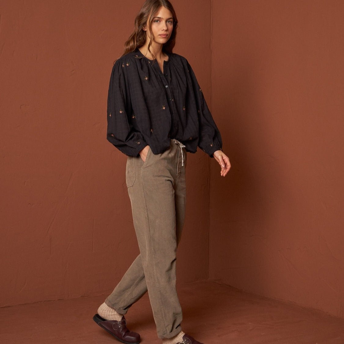 Indi and Cold Black Embroidered Shirt