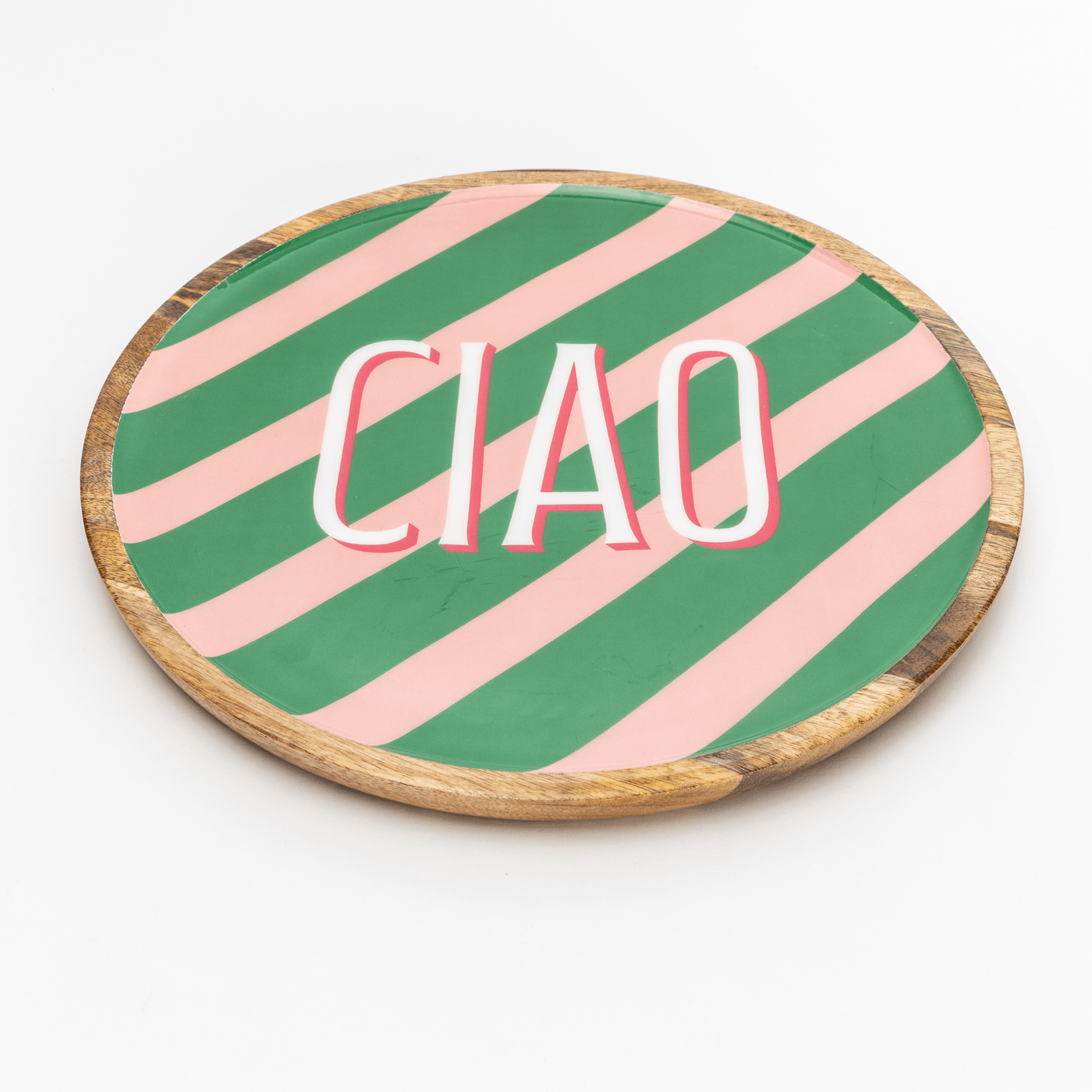 Holiday Green with Pink Ciao Plate