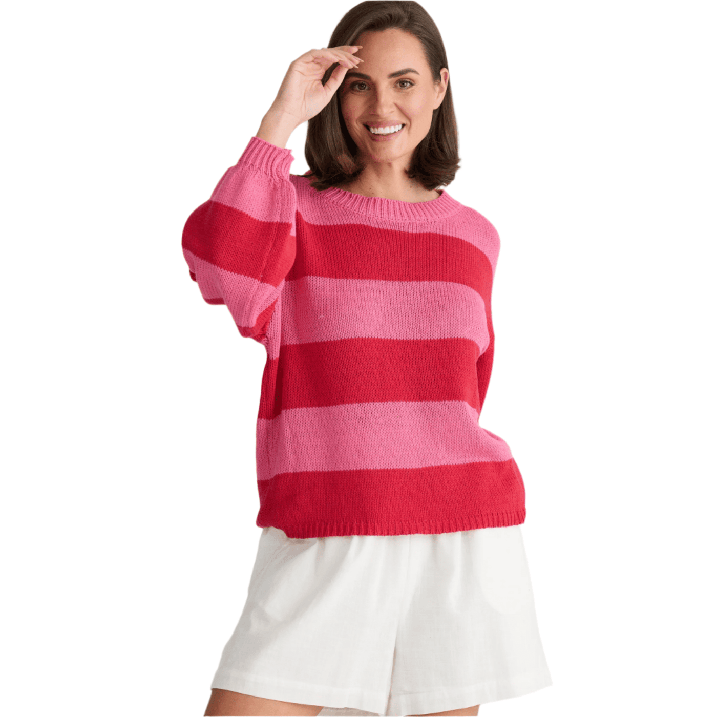 Holiday Trading Driftwood Knit Red/Pink Stripe