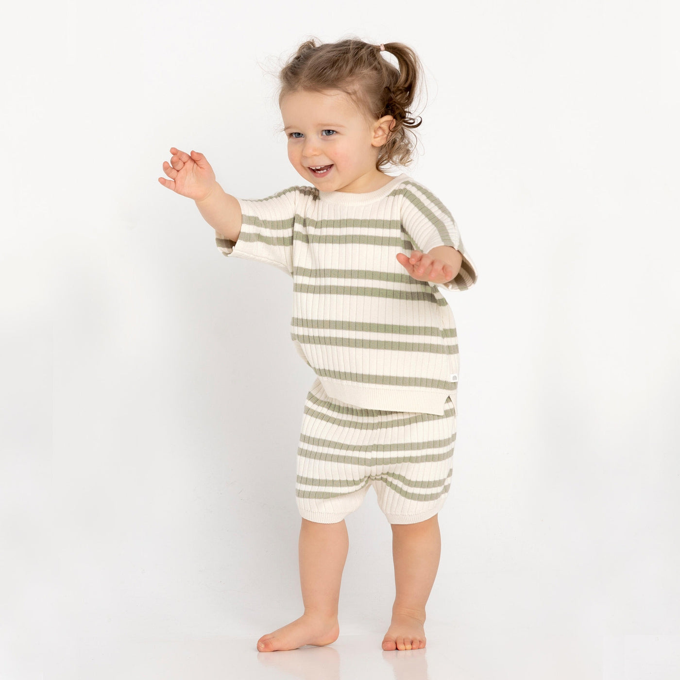 Kyndbaby Gots Slouchy Knit Rib Tee Sage Stripe