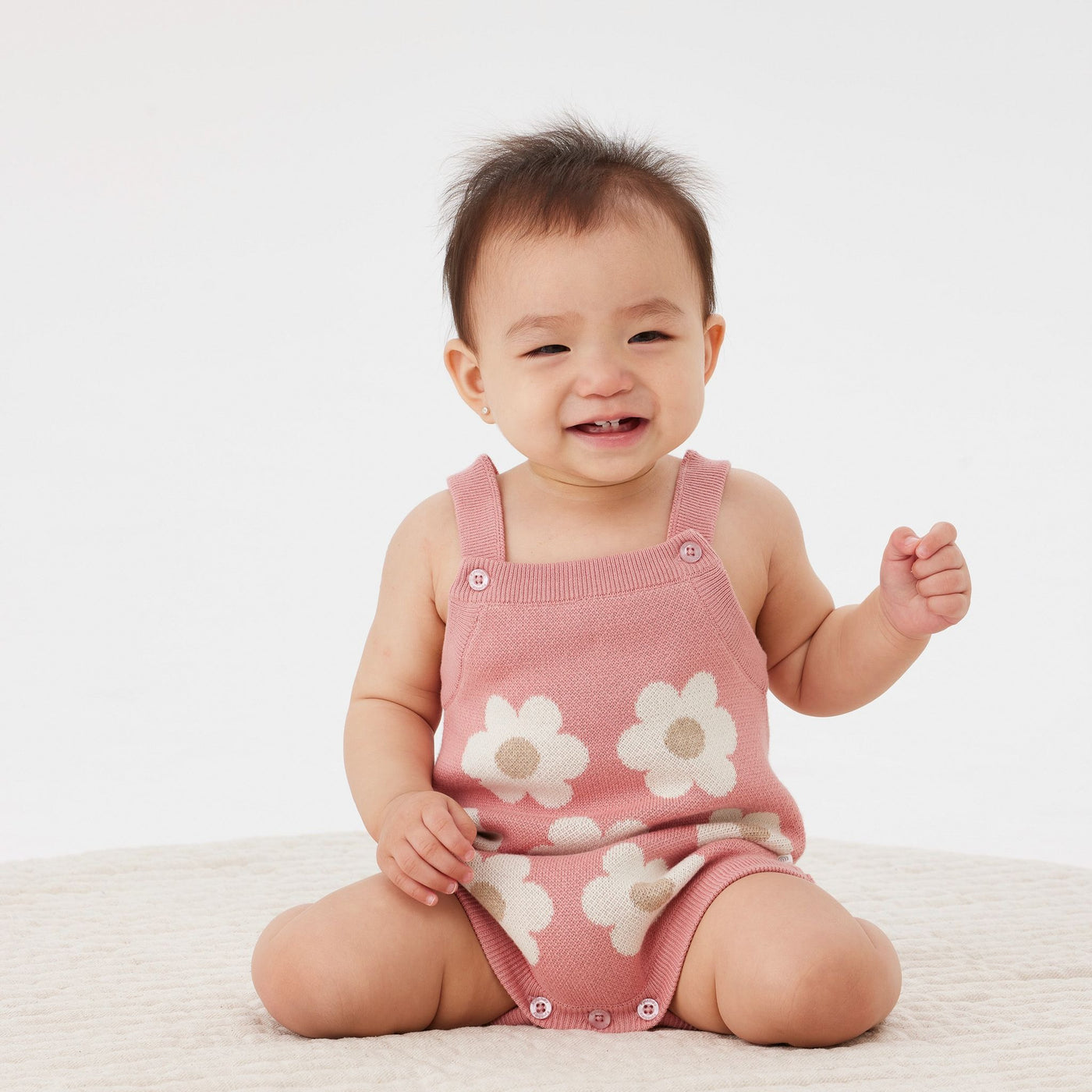 Kyndbaby Jacquard Summer Knit Romper Blush