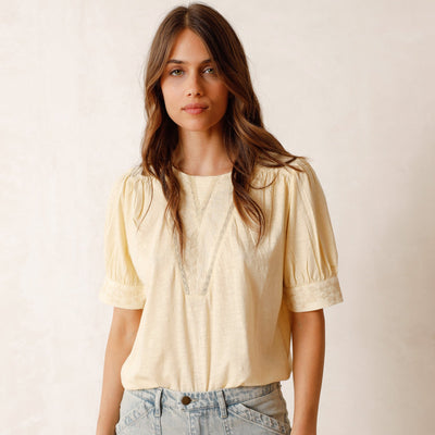 Indi and Cold Embroidered T Shirt Vanilla