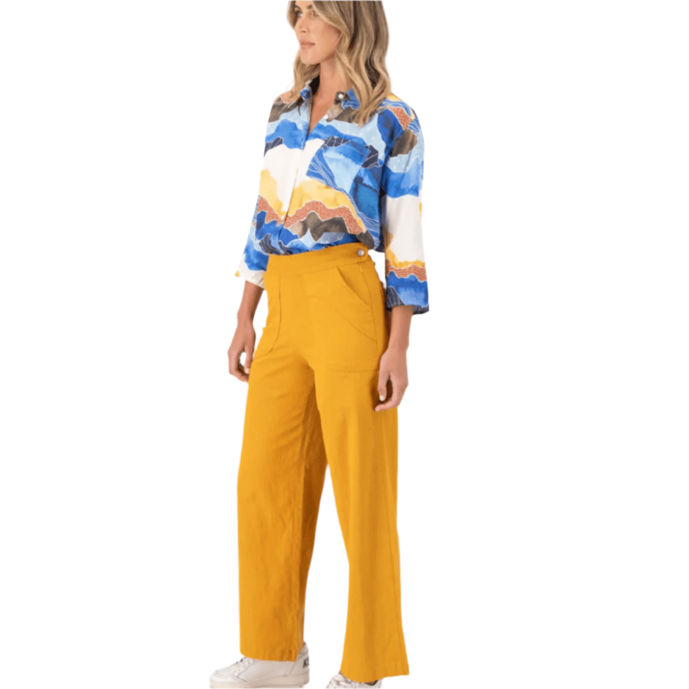 Olga De Polga Peggy Long Pants Lino Mustard Yellow