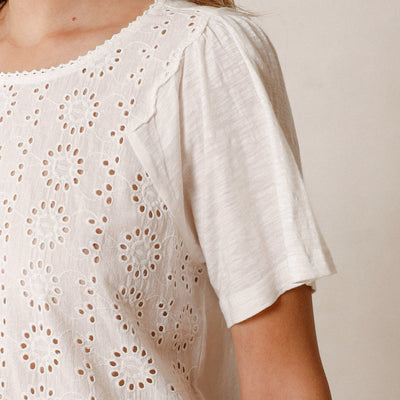 Indi and Cold Schiffli White  Embroidered Shirt